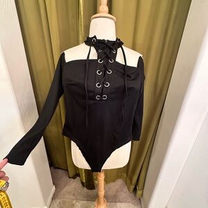 Black Lace-Up Bodysuit